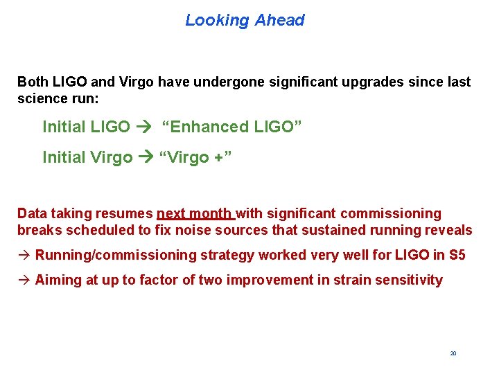 Looking Ahead Both LIGO and Virgo have undergone significant upgrades since last science run: