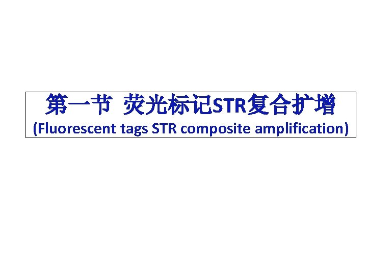 第一节 荧光标记STR复合扩增 (Fluorescent tags STR composite amplification) 