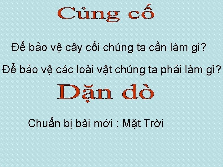 Để bảo vệ cây cối chúng ta cần làm gì? Để bảo vệ các