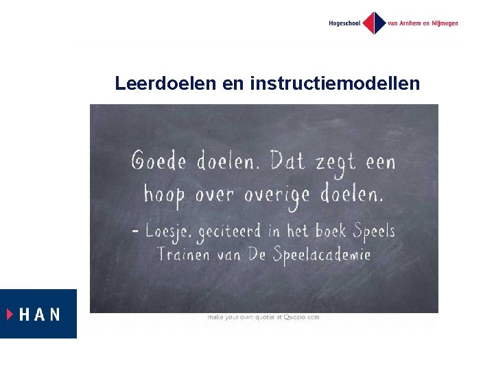 Leerdoelen en instructiemodellen 