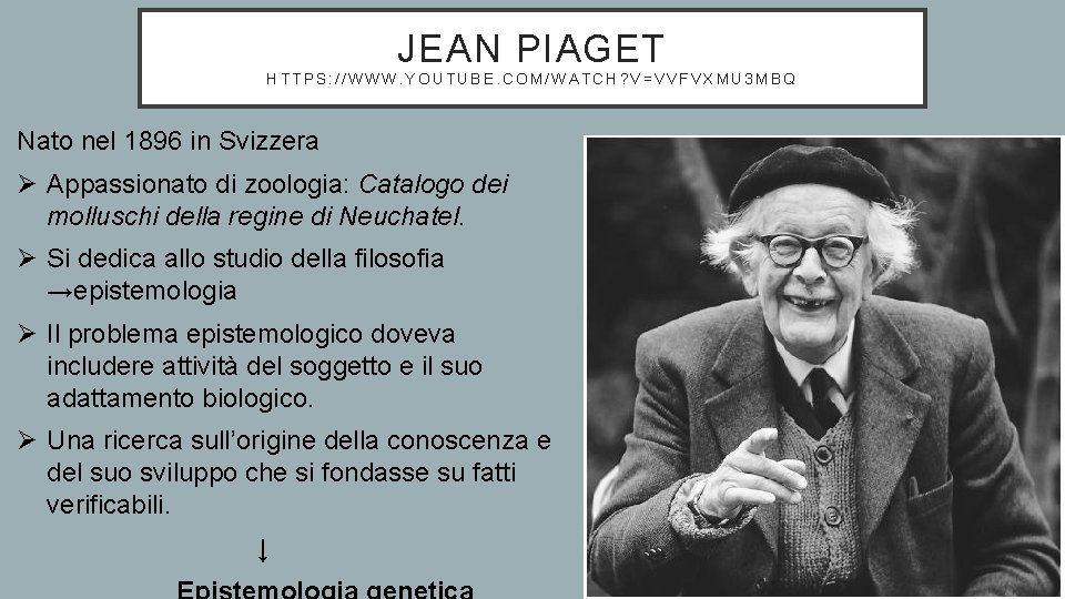 JEAN PIAGET HTTPS: //WWW. YOUTUBE. COM/WATCH? V=VVFVXMU 3 MBQ Nato nel 1896 in Svizzera