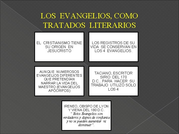 LOS EVANGELIOS, COMO TRATADOS LITERARIOS EL CRISTIANISMO TIENE SU ORIGEN EN JESUCRISTO LOS REGISTROS