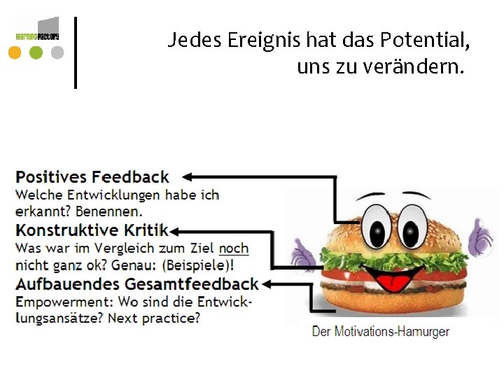 Jedes Ereignis hat das Potential, uns zu verändern. Jedes Ereignis hat das Potential, uns zu verändern.