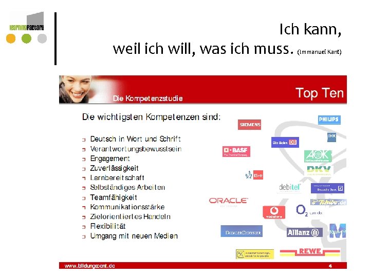 Ich kann, weil ich will, was ich muss. (Immanuel Kant) Ich kann, weil ich will, was ich muss. (Immanuel Kant)