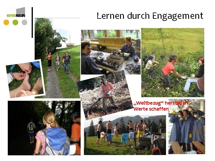 Lernen durch Engagement „Weltbezug“ herstellen Werte schaffen Lernen durch Engagement „Weltbezug“ herstellen Werte schaffen