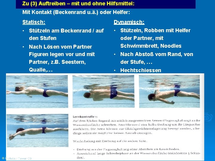 Zu (3) Auftreiben – mit und ohne Hilfsmittel: Mit Kontakt (Beckenrand u. ä. )