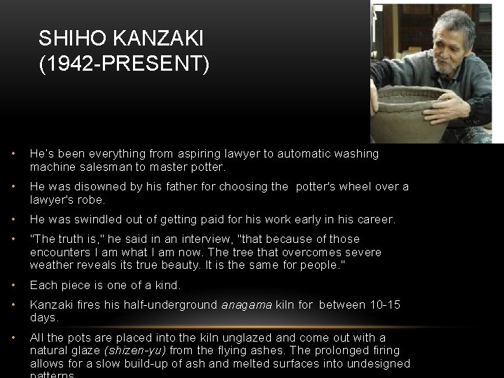 SHIHO KANZAKI (1942 -PRESENT) • He’s been everything from aspiring lawyer to automatic washing