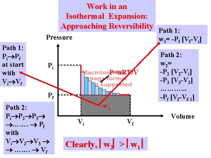 Work in an Isothermal Expansion: Approaching Reversibility Path 1: Pressure Path 1: P i Work in an Isothermal Expansion: Approaching Reversibility Path 1: Pressure Path 1: P i