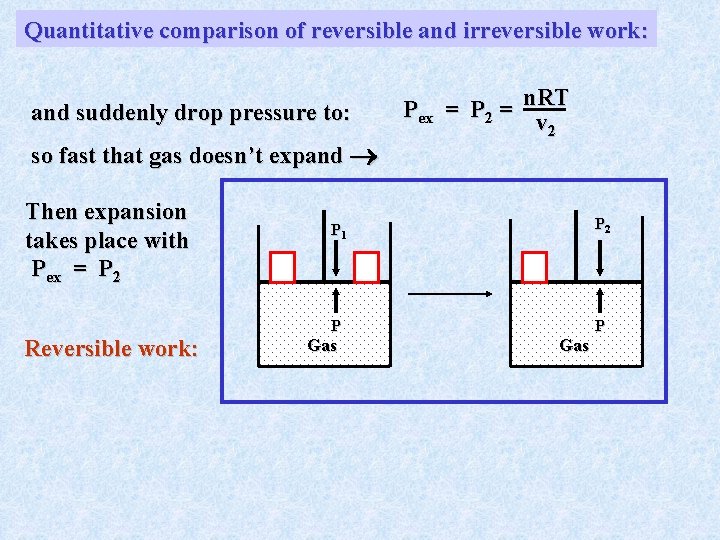 Quantitative comparison of reversible and irreversible work: and suddenly drop pressure to: so fast Quantitative comparison of reversible and irreversible work: and suddenly drop pressure to: so fast