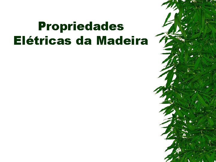 Propriedades Elétricas da Madeira 