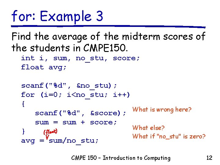 for: Example 3 Find the average of the midterm scores of the students in for: Example 3 Find the average of the midterm scores of the students in