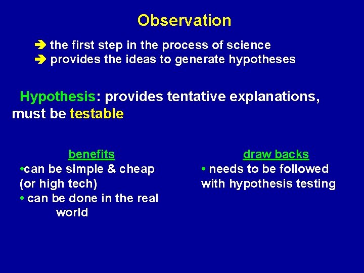 Observation the first step in the process of science provides the ideas to generate