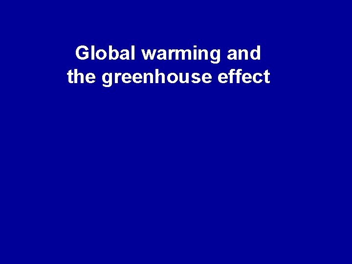 Global warming and the greenhouse effect 