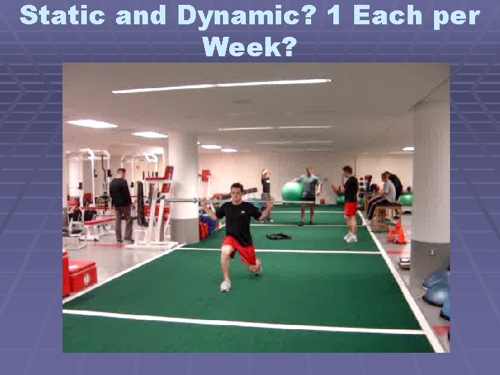 Static and Dynamic? 1 Each per Week? 