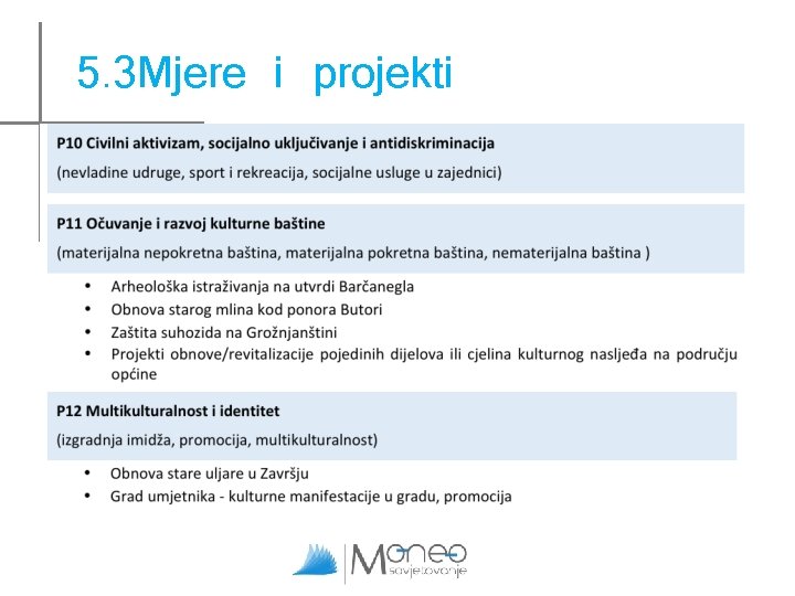 5. 3 Mjere i projekti 5. 3 Mjere i projekti