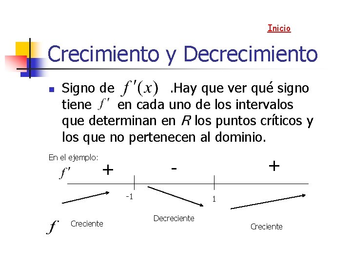 Inicio Crecimiento y Decrecimiento n Signo de. Hay que ver qué signo tiene en Inicio Crecimiento y Decrecimiento n Signo de. Hay que ver qué signo tiene en