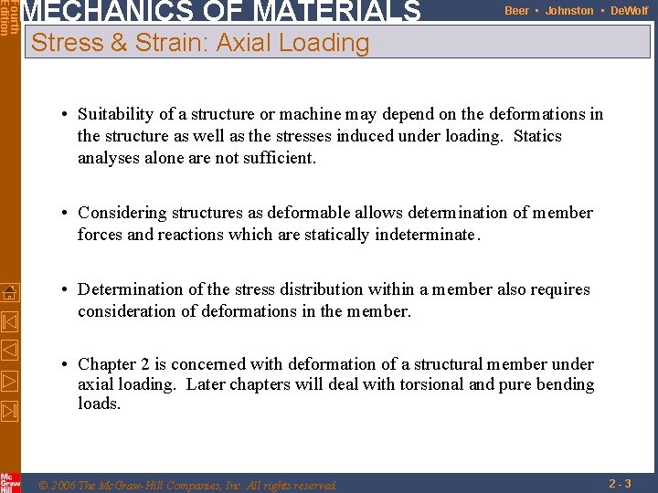Fourth Edition MECHANICS OF MATERIALS Beer • Johnston • De. Wolf Stress & Strain: