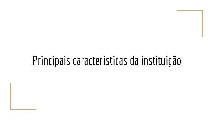 Principais características da instituição 