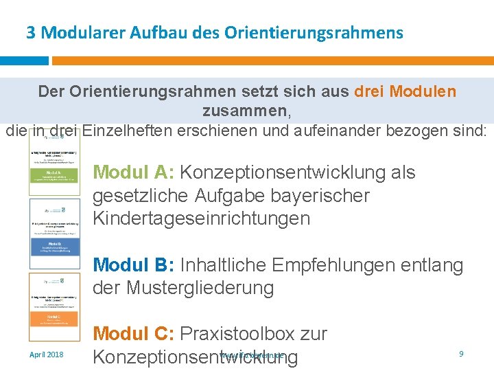 3 Modularer Aufbau des Orientierungsrahmens Der Orientierungsrahmen setzt sich aus drei Modulen zusammen, die