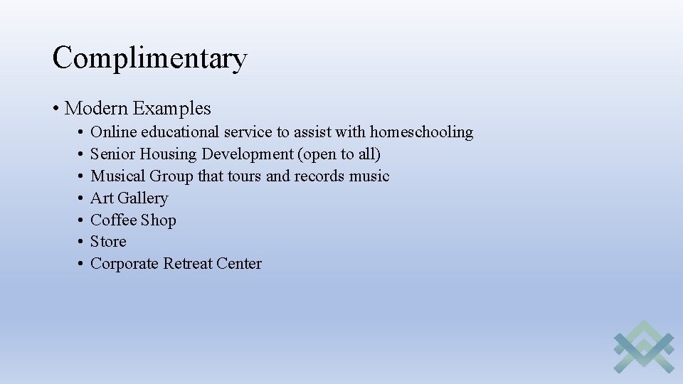 Complimentary • Modern Examples • • Online educational service to assist with homeschooling Senior