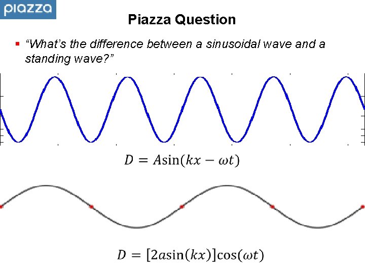 Piazza Question § “What’s the difference between a sinusoidal wave and a standing wave?