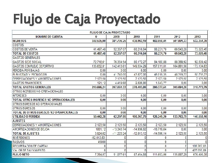 Flujo de Caja Proyectado 