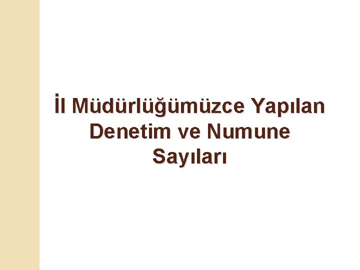 İl Müdürlüğümüzce Yapılan Denetim ve Numune Sayıları 