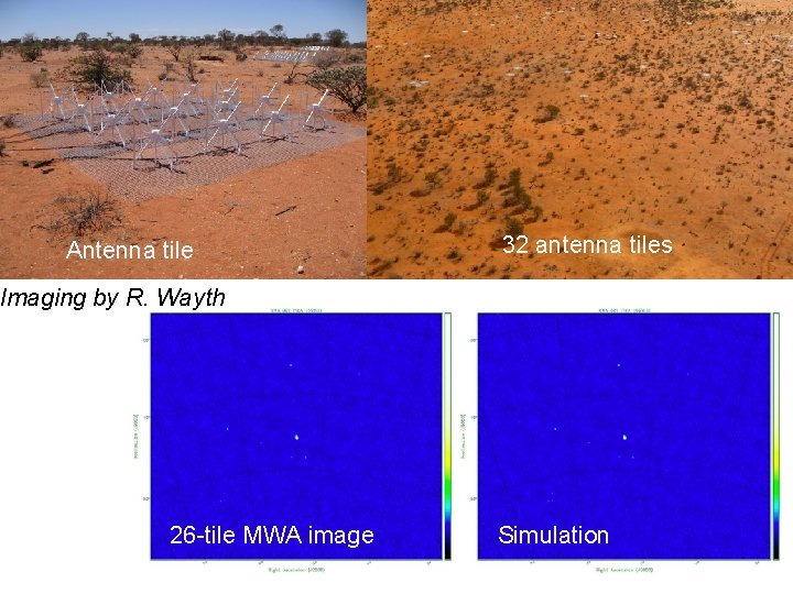 Antenna tile 32 antenna tiles Imaging by R. Wayth 26 -tile MWA image Simulation