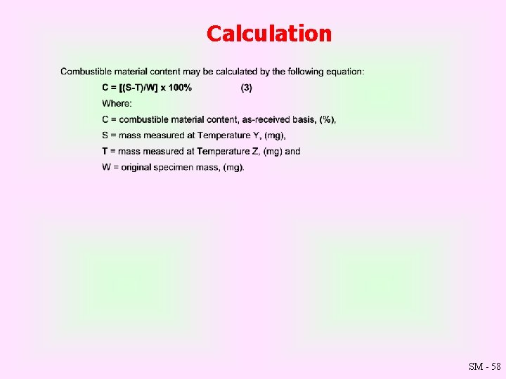 Calculation SM - 58 