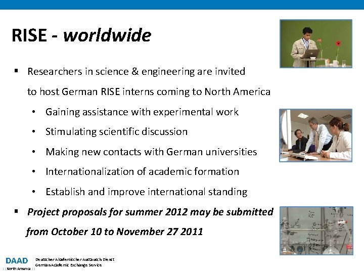 RISE - worldwide § Researchers in science & engineering are invited to host German