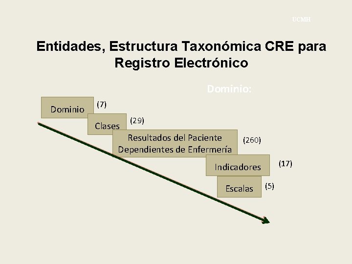 UCMH Entidades, Estructura Taxonómica CRE para Registro Electrónico Dominio: Dominio (7) Clases (29) Resultados
