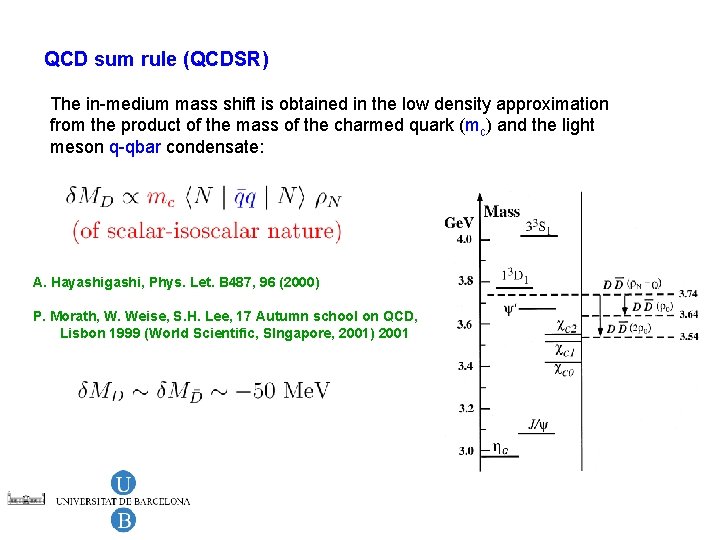 QCD sum rule (QCDSR) The in-medium mass shift is obtained in the low density