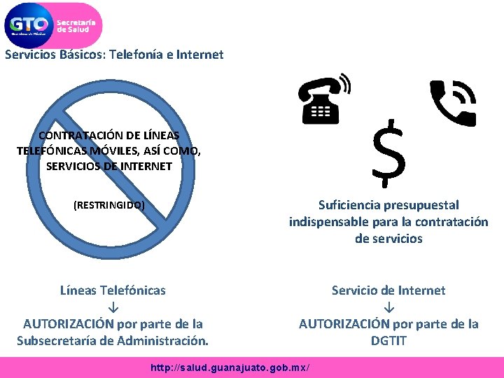 Servicios Básicos: Telefonía e Internet $ CONTRATACIÓN DE LÍNEAS TELEFÓNICAS MÓVILES, ASÍ COMO, SERVICIOS