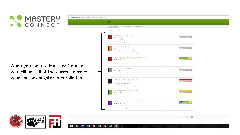When you login to Mastery Connect, you will see all of the current classes