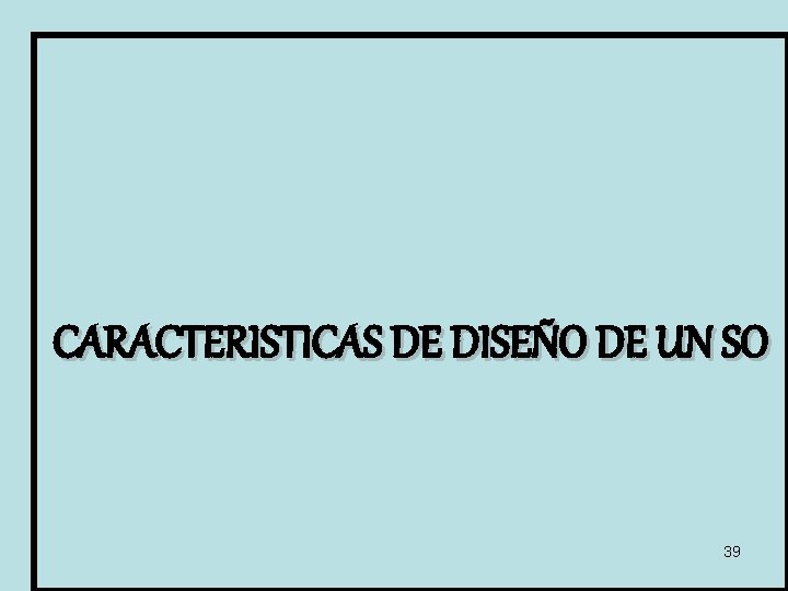 CARACTERISTICAS DE DISEÑO DE UN SO 39 