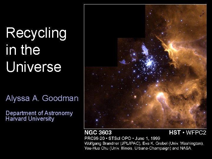 Recycling in the Universe Alyssa A. Goodman Department of Astronomy Harvard University 