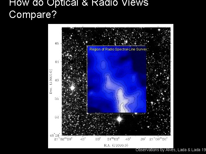 How do Optical & Radio Views Compare? Region of Radio Spectral-Line Survey Observations by