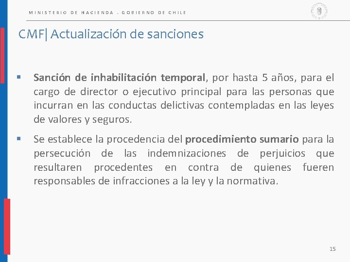 MINISTERIO DE HACIENDA. GOBIERNO DE CHILE CMF| Actualización de sanciones § Sanción de inhabilitación