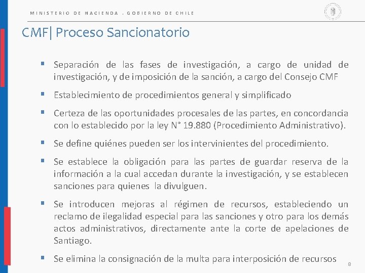 MINISTERIO DE HACIENDA. GOBIERNO DE CHILE CMF| Proceso Sancionatorio § Separación de las fases