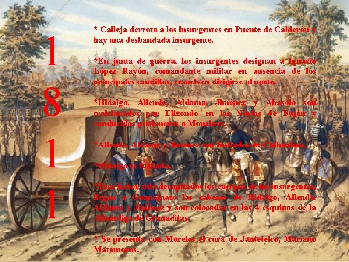 1 8 1 1 * Calleja derrota a los insurgentes en Puente de Calderón