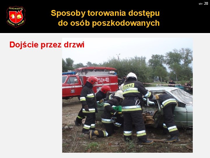 str. 28 Sposoby torowania dostępu do osób poszkodowanych Dojście przez drzwi 