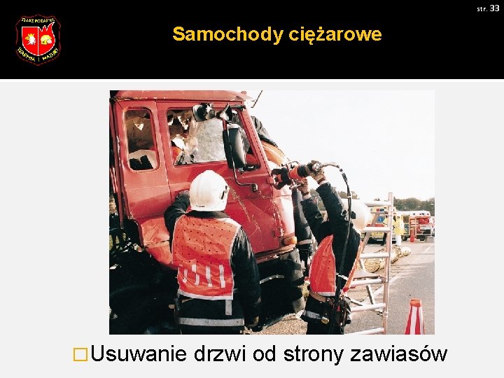 str. 33 Samochody ciężarowe �Usuwanie drzwi od strony zawiasów 