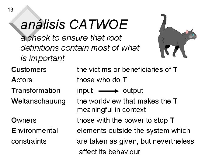13 análisis CATWOE a check to ensure that root definitions contain most of what 13 análisis CATWOE a check to ensure that root definitions contain most of what