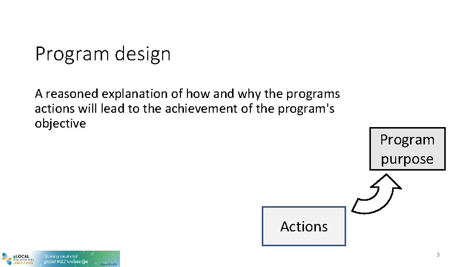 Program design A reasoned explanation of how and why the programs actions will lead