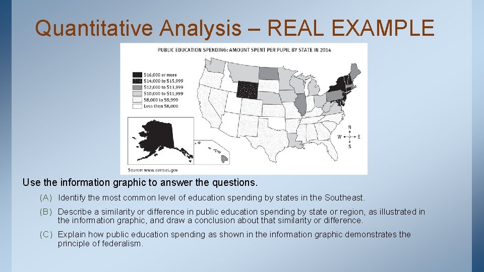 Quantitative Analysis – REAL EXAMPLE Use the information graphic to answer the questions. (A)