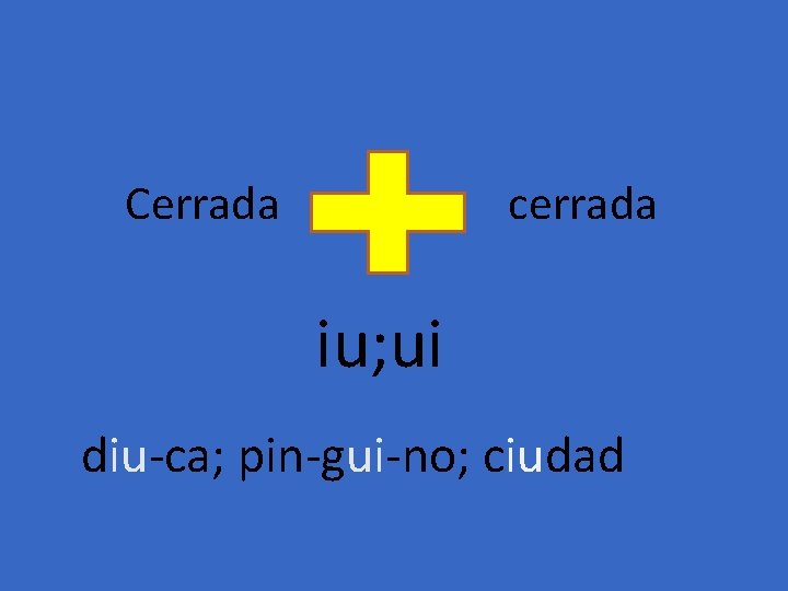 Cerrada cerrada iu; ui diu-ca; pin-gui-no; ciudad 