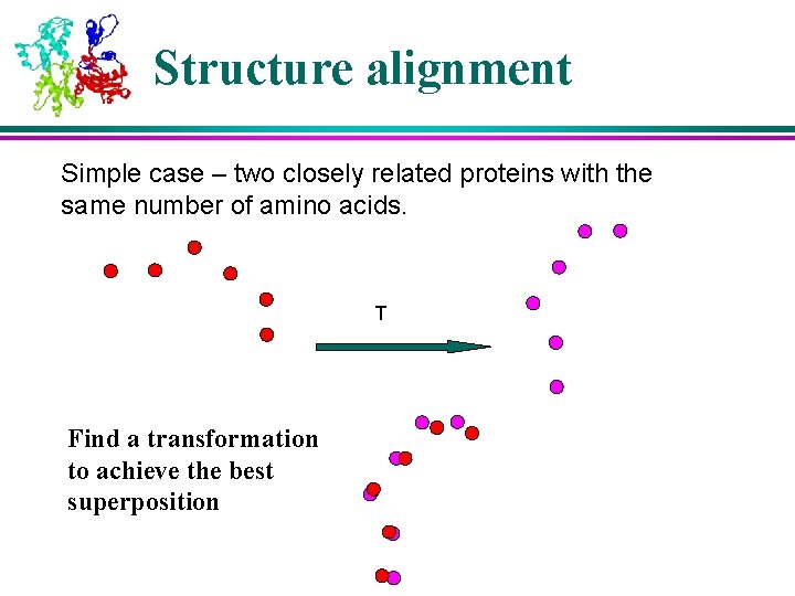 Structure alignment Simple case – two closely related proteins with the same number of