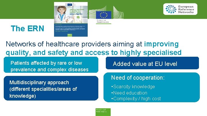 The ERN Networks of healthcare providers aiming at improving quality, and safety and access
