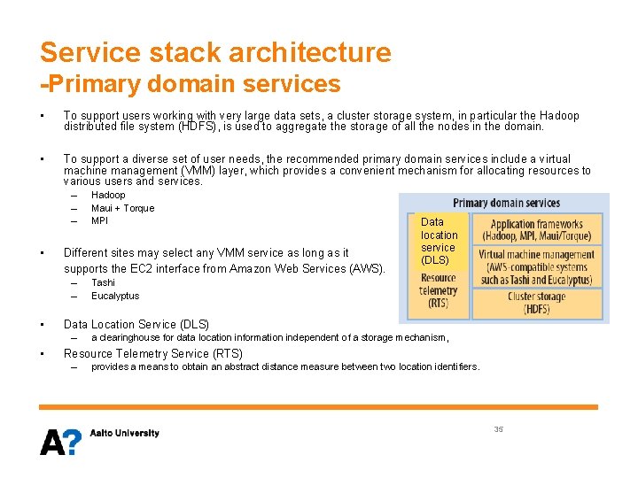 Service stack architecture -Primary domain services • To support users working with very large