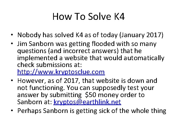 How To Solve K 4 • Nobody has solved K 4 as of today How To Solve K 4 • Nobody has solved K 4 as of today